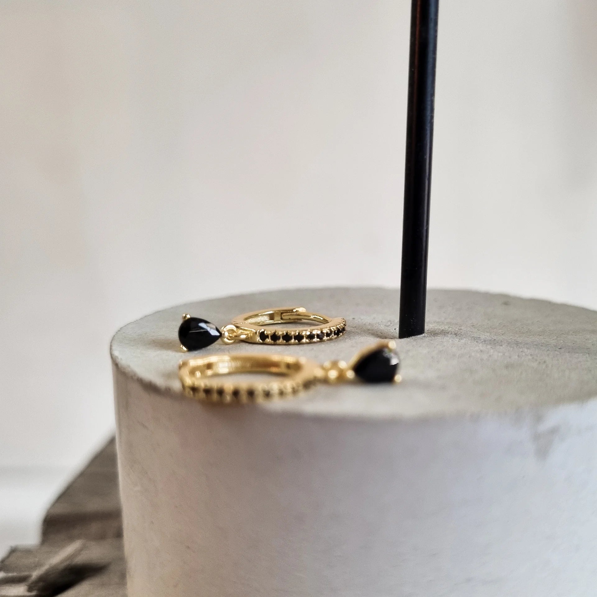 Black drop earring
